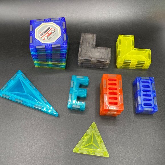 Magnetic Building Tiles Assorted Shapes 36 Count Colorful - Picture 1 of 9